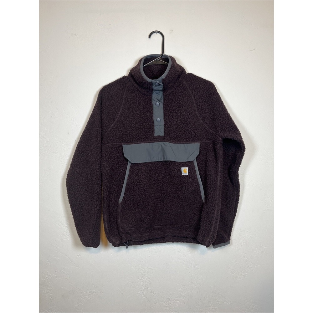 CARHARTT WOMEN'S RELAXED FIT FLEECE PULLOVER BLACKBERRY/HEATHER SIZE XS